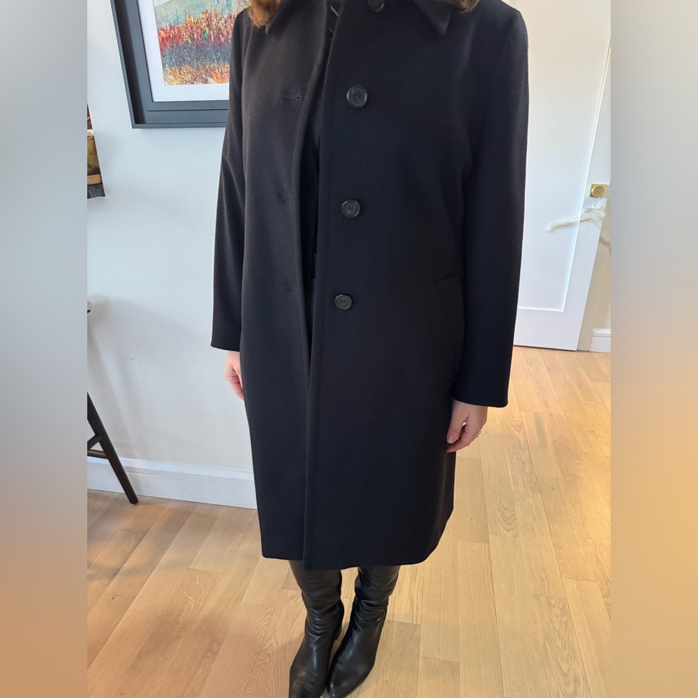 Prada Women's Classic Dark Navy Wool Coat - Picture 6 of 7
